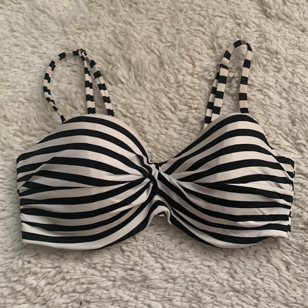H&M Navy White Stripe Push up Bikini Top
